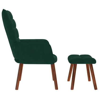 Relaxsessel mit Hocker Dunkelgrün Samt
