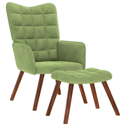 Relaxsessel mit Hocker Hellgrün Samt