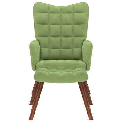 Relaxsessel mit Hocker Hellgrün Samt