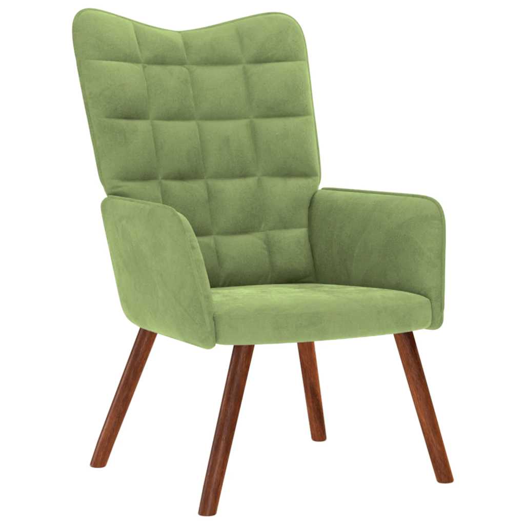 Relaxsessel mit Hocker Hellgrün Samt