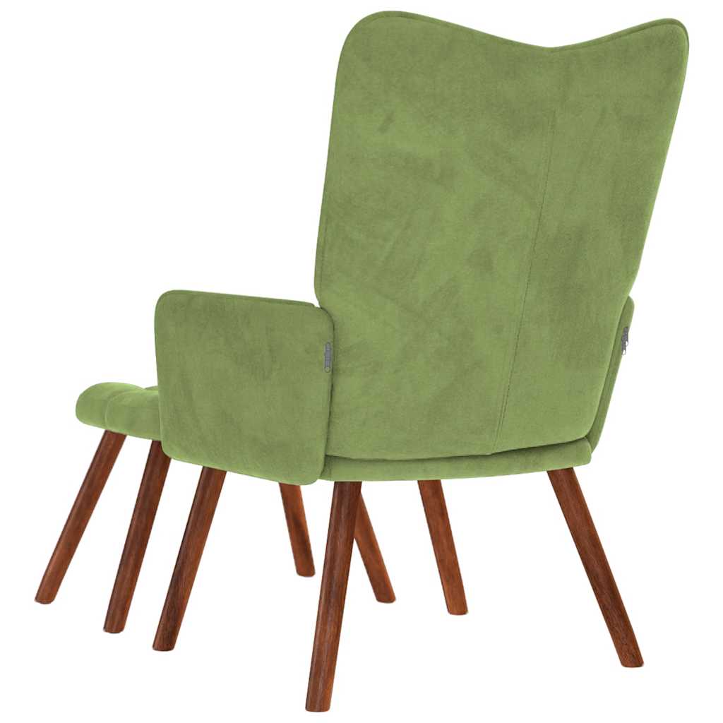 Relaxsessel mit Hocker Hellgrün Samt