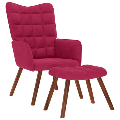 Relaxsessel mit Hocker Weinrot Samt