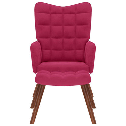 Relaxsessel mit Hocker Weinrot Samt