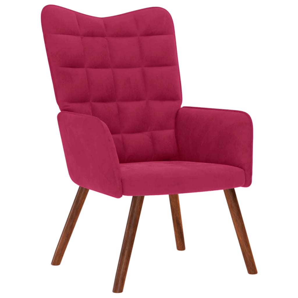 Relaxsessel mit Hocker Weinrot Samt