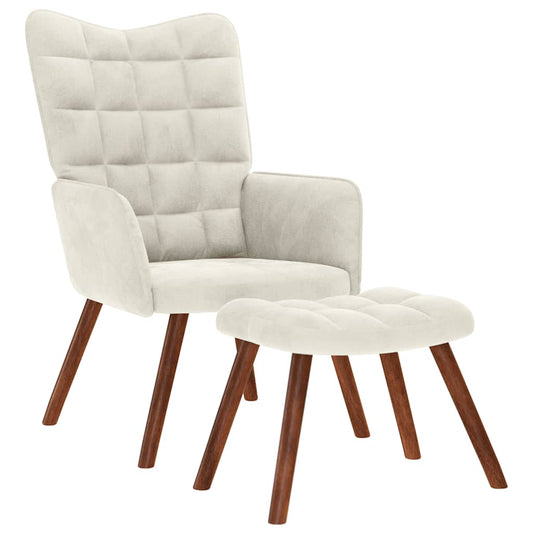 Relaxsessel mit Hocker Creme Samt