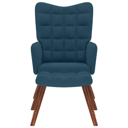 Relaxsessel mit Hocker Blau Samt