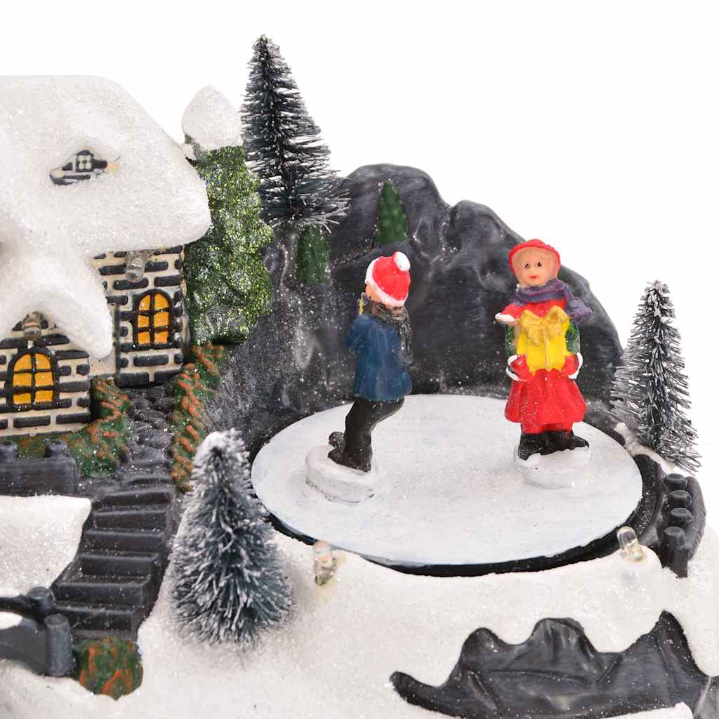 Mini-Weihnachtsdorf 16 x 11,5 x 13 cm Kunststoff Mehrfarbig