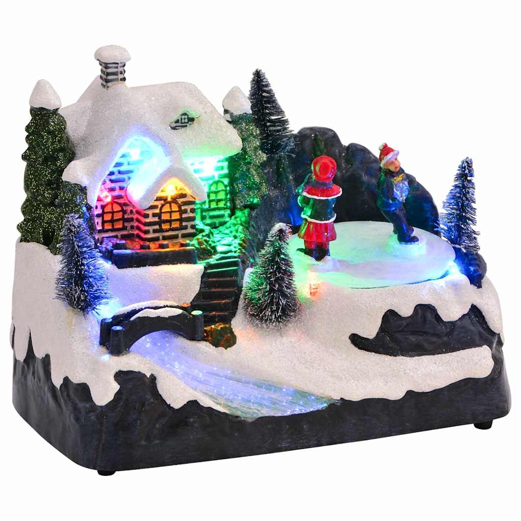 Mini-Weihnachtsdorf 16 x 11,5 x 13 cm Kunststoff Mehrfarbig