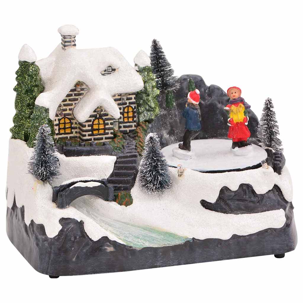Mini-Weihnachtsdorf 16 x 11,5 x 13 cm Kunststoff Mehrfarbig
