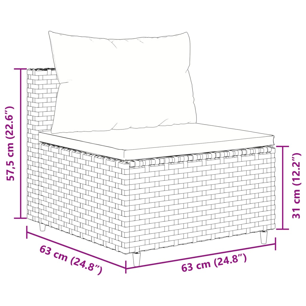 5-tlg. Garten-Lounge-Set mit Kissen Schwarz Poly Rattan
