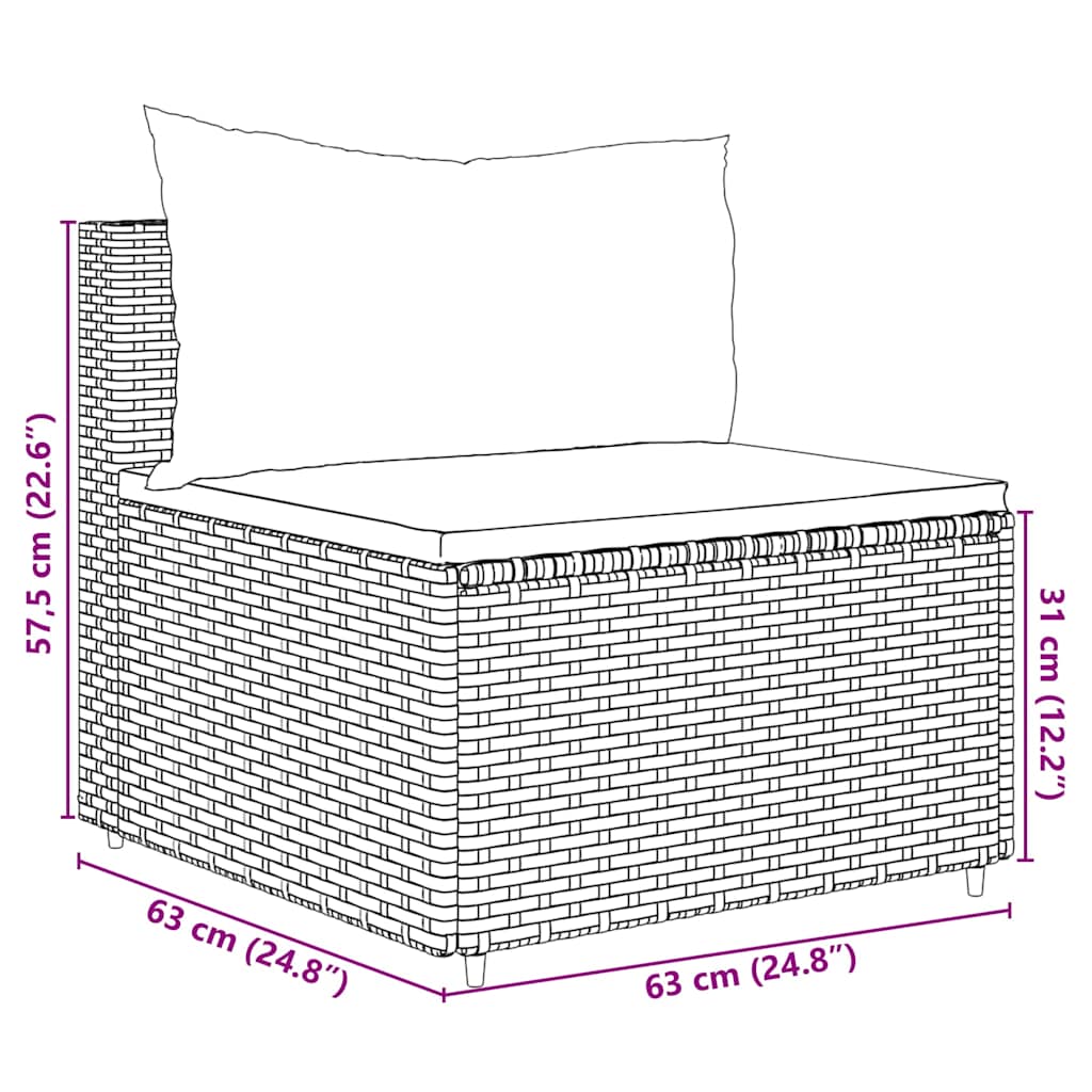 7-tlg. Garten-Lounge-Set mit Kissen Schwarz Poly Rattan