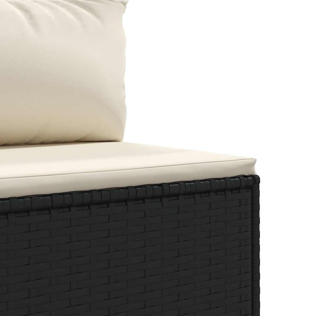 7-tlg. Garten-Lounge-Set mit Kissen Schwarz Poly Rattan