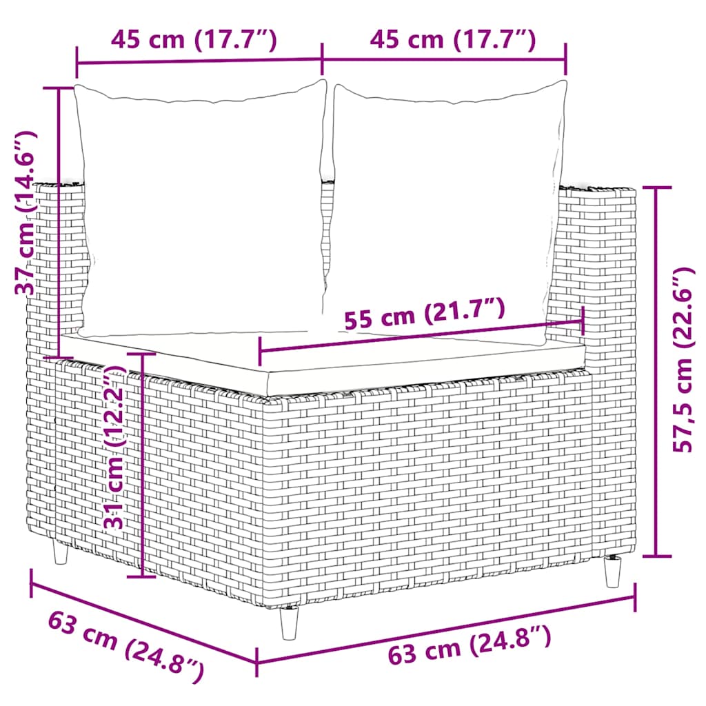 5-tlg. Garten-Sofagarnitur mit Kissen Schwarz Poly Rattan