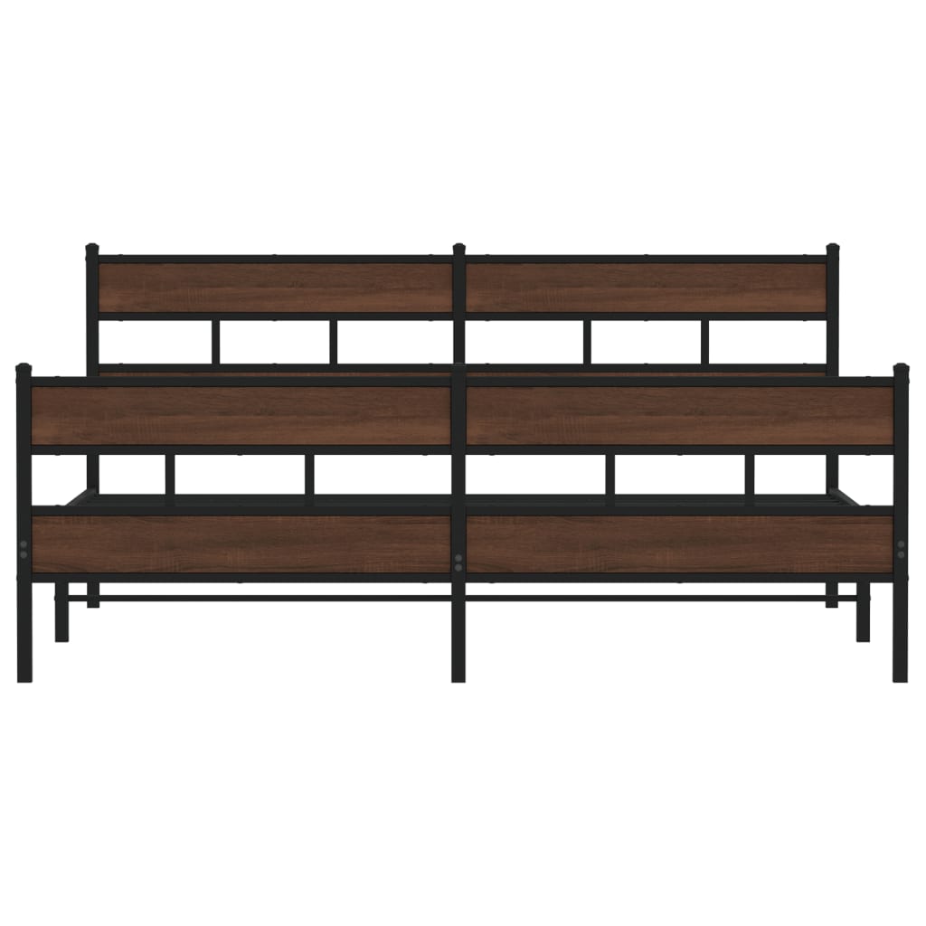 Metallbett ohne Matratze Braun Eichen-Optik 180x200 cm