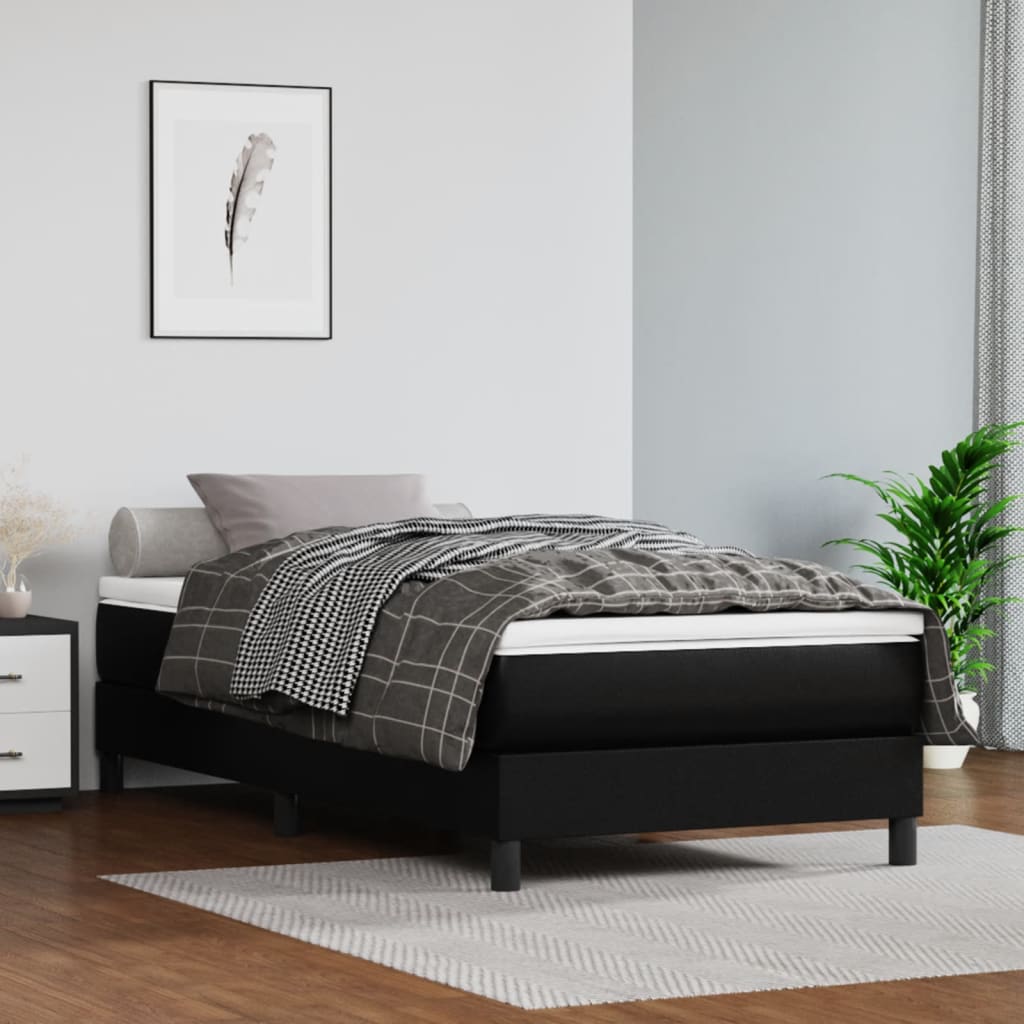 Matelas à ressorts ensachés pour enfant noir 80x160cm cuir artificiel