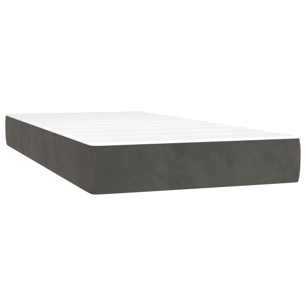 Matelas à ressorts ensachés pour enfant gris foncé 80x160 cm velours