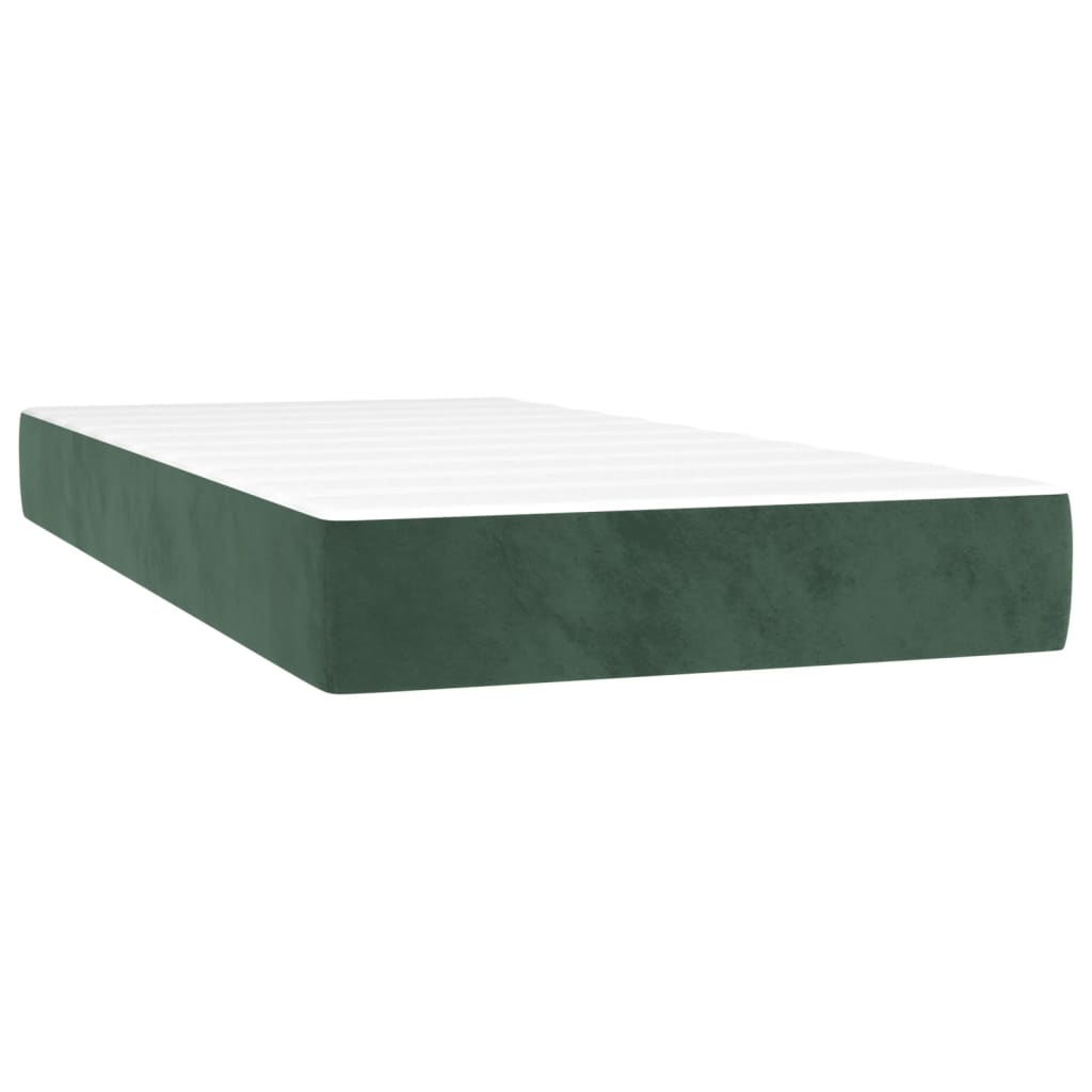 Matelas à ressorts ensachés pour enfant vert foncé 80x160 cm velours