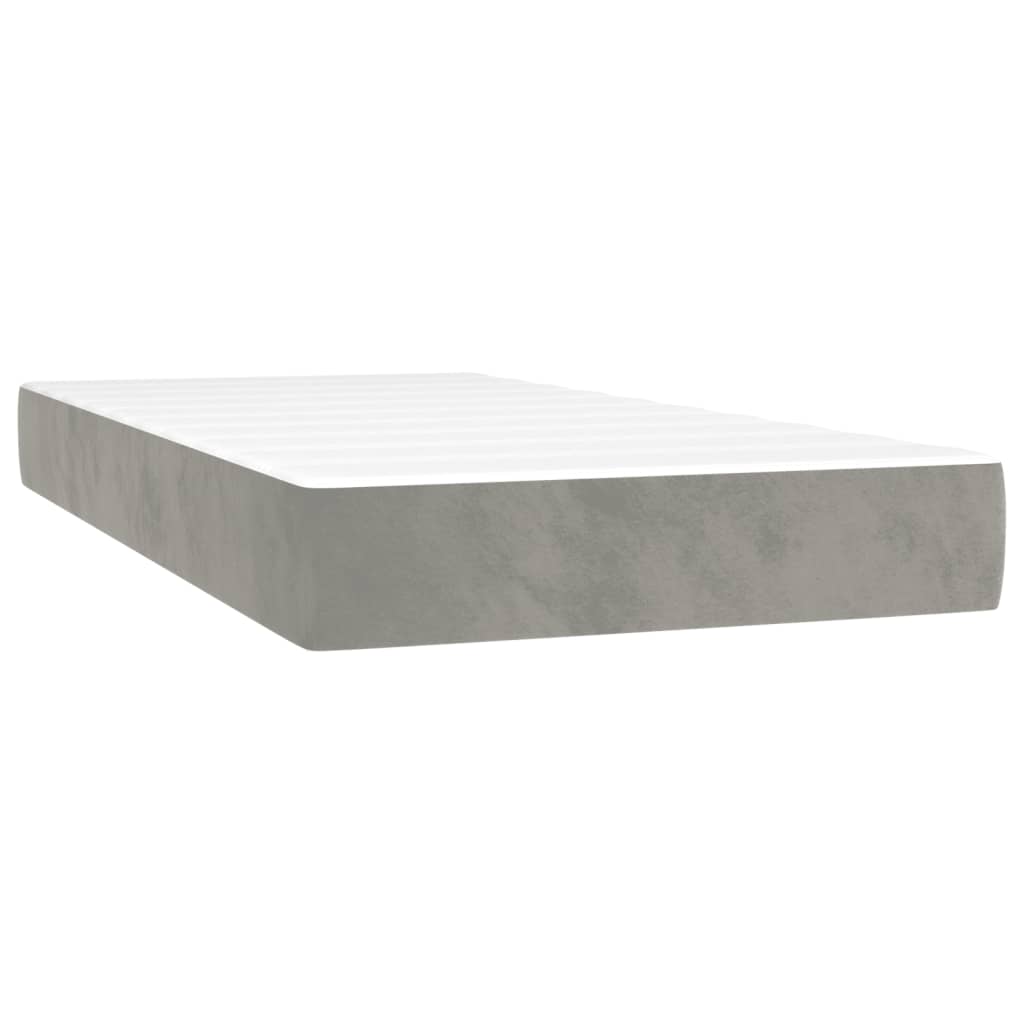 Matelas à ressorts ensachés gris clair 90x210x20 cm velours