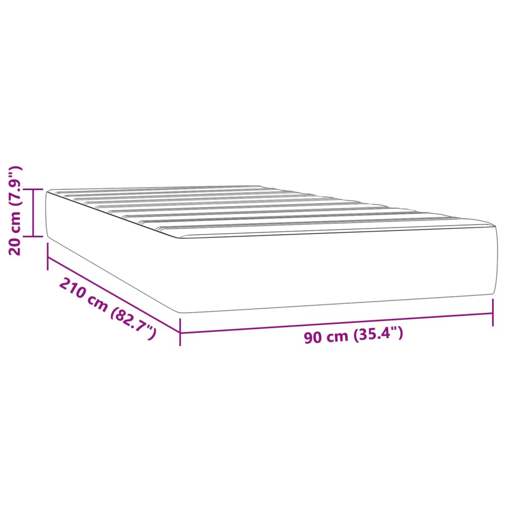 Matelas à ressorts ensachés noir 90x210x20 cm velours