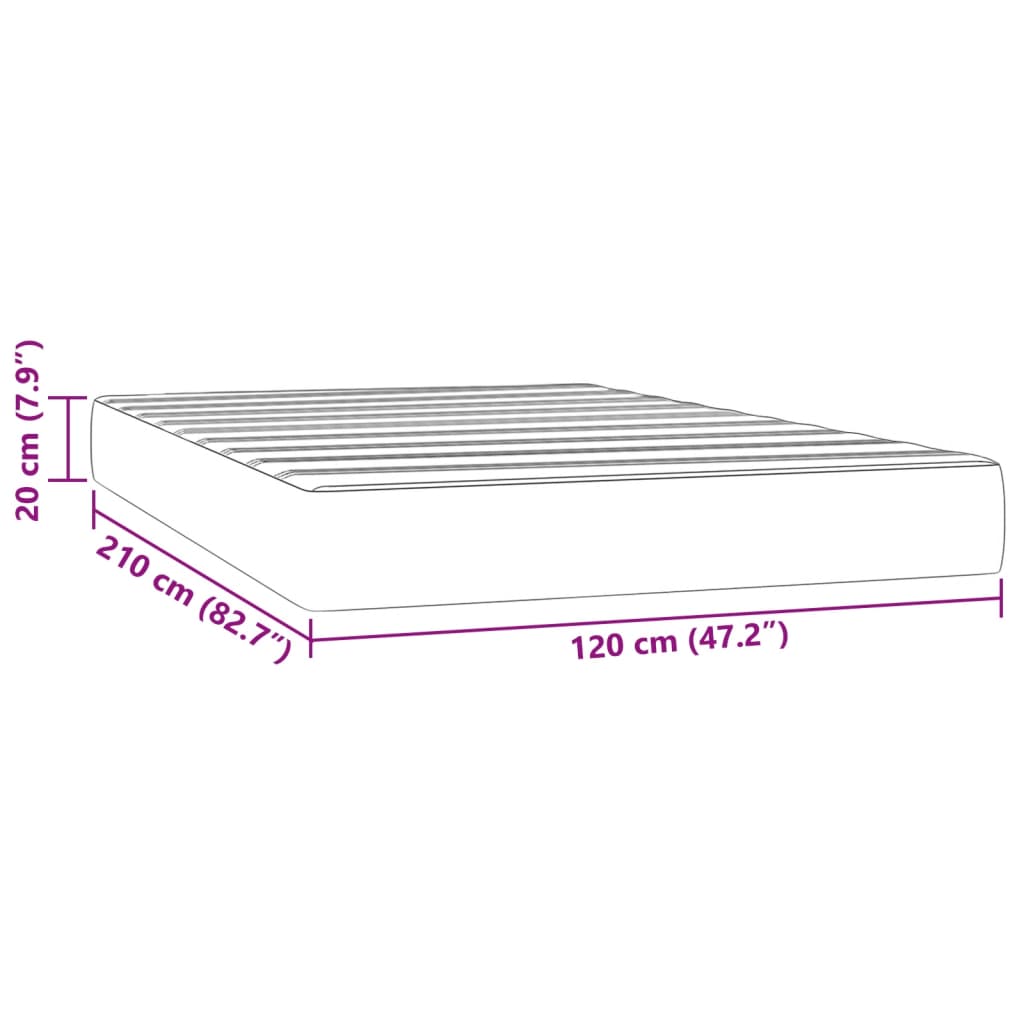 Matelas à ressorts ensachés bleu foncé 120x210x20 cm velours