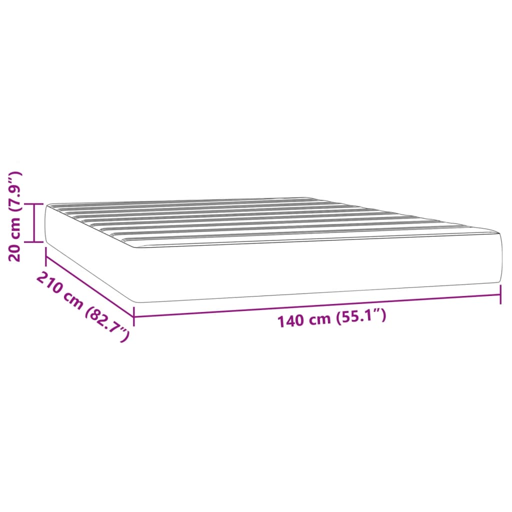 Matelas à ressorts ensachés gris clair 140x210x20 cm velours