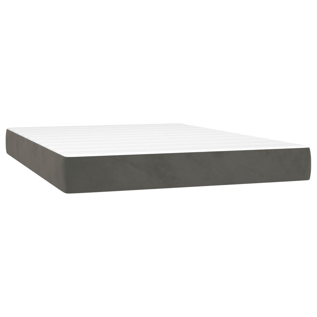 Matelas à ressorts ensachés gris foncé 140x210x20 cm velours