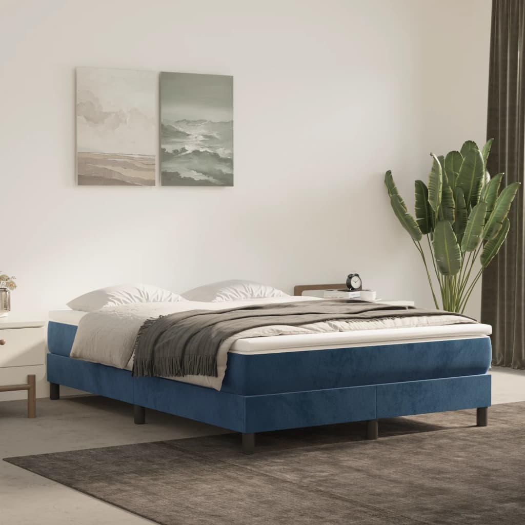 Matelas à ressorts ensachés bleu foncé 140x210x20 cm velours