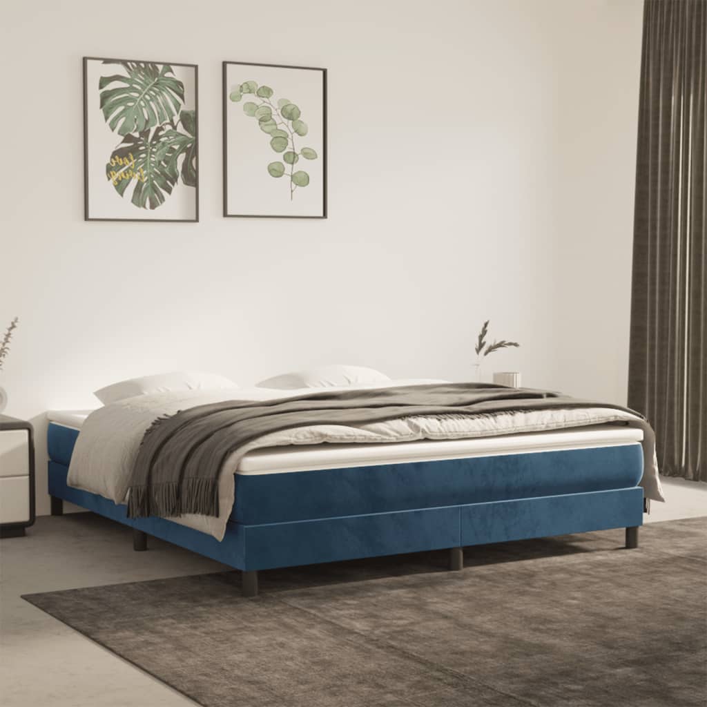 Matelas à ressorts ensachés bleu foncé 160x210x20 cm velours