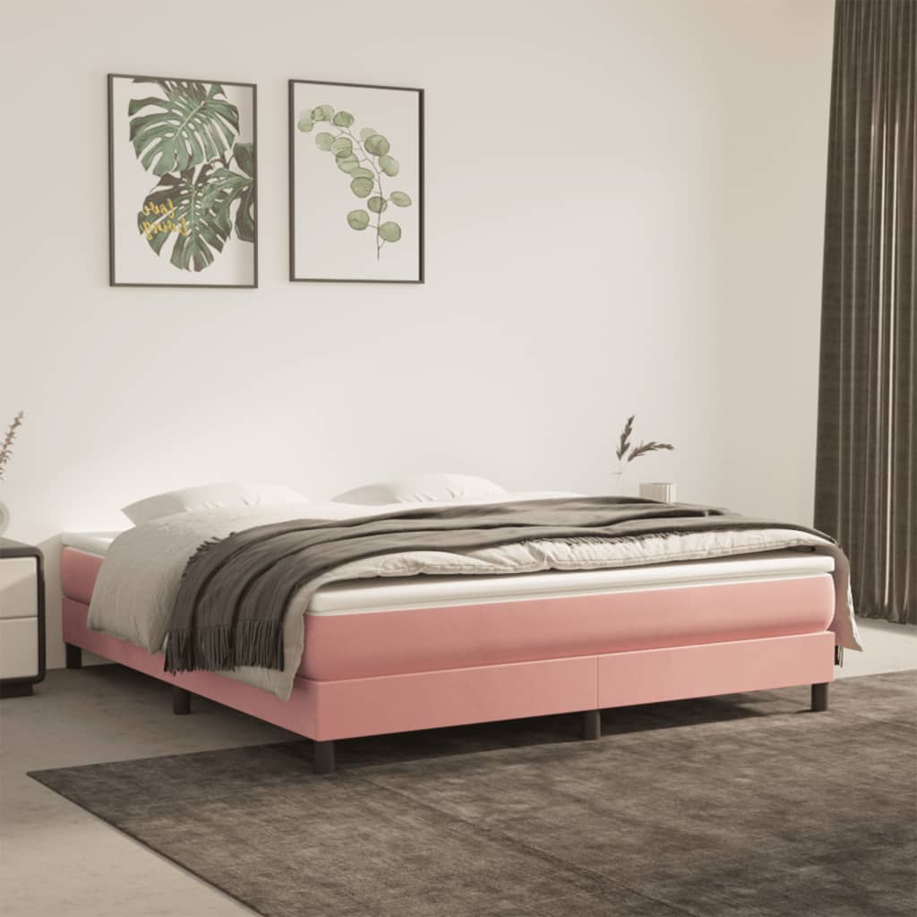 Matelas à ressorts ensachés rose 160x210x20 cm velours