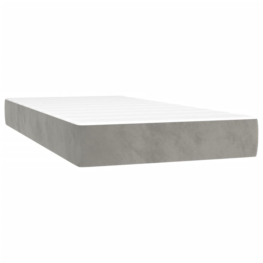 Matelas à ressorts ensachés gris clair 80x220x20 cm velours