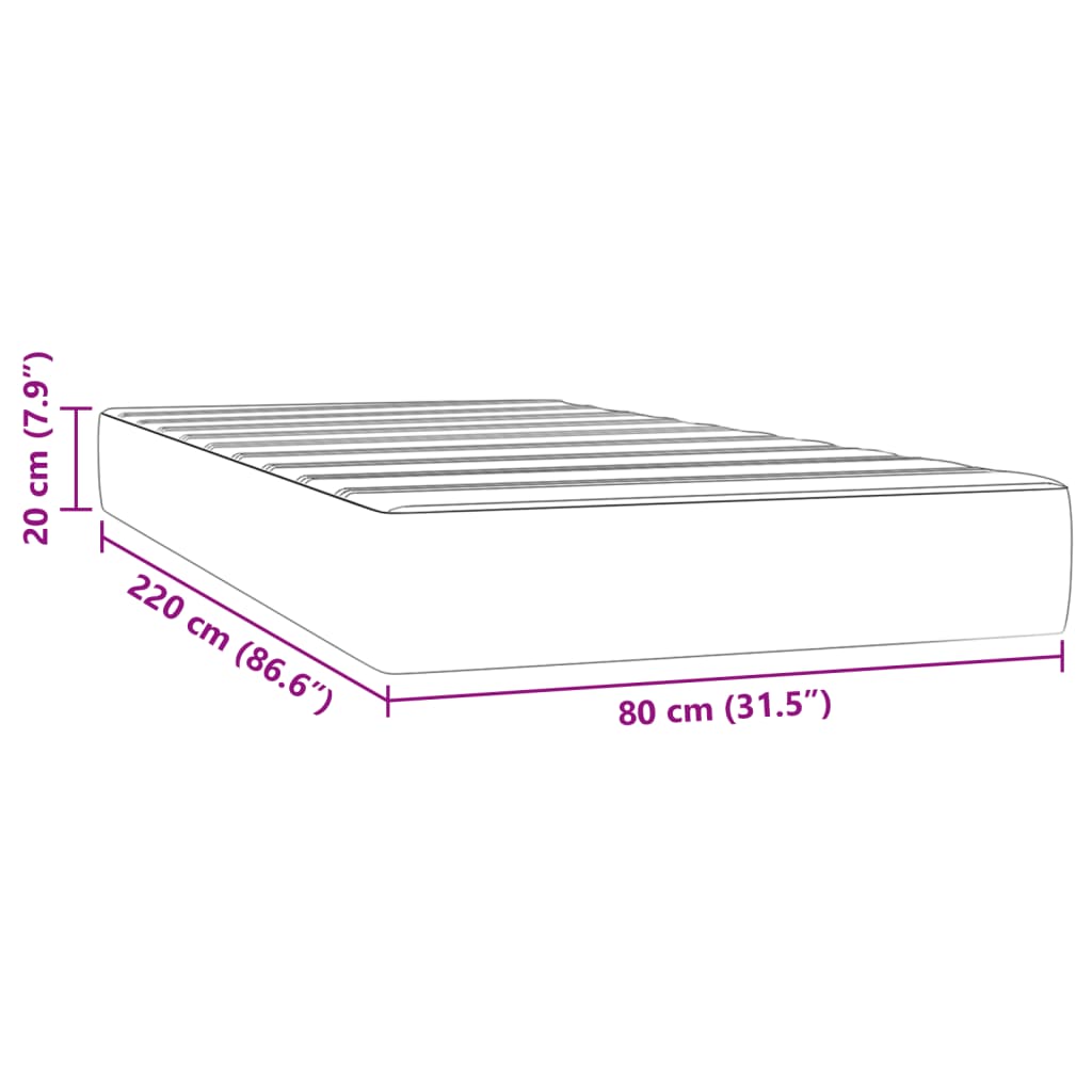 Matelas à ressorts ensachés vert foncé 80x220x20 cm velours