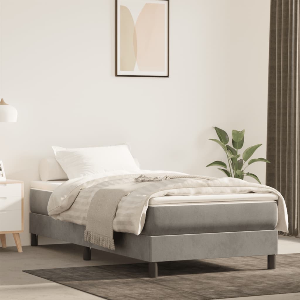 Matelas à ressorts ensachés gris clair 90x220x20 cm velours