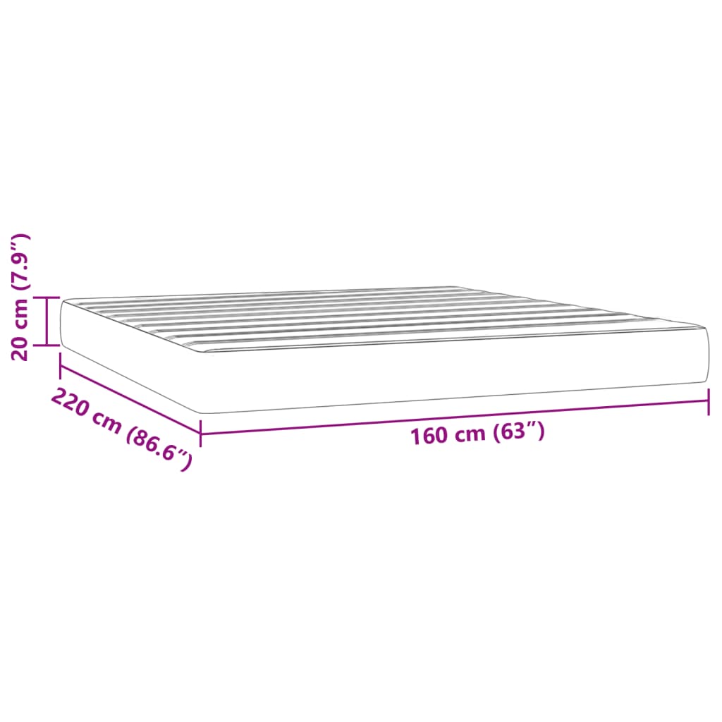 Matelas à ressorts ensachés gris foncé 160x220x20 cm velours