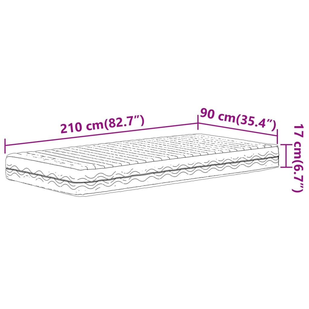 Matelas mousse blanc 90x210 cm dureté H2 H3