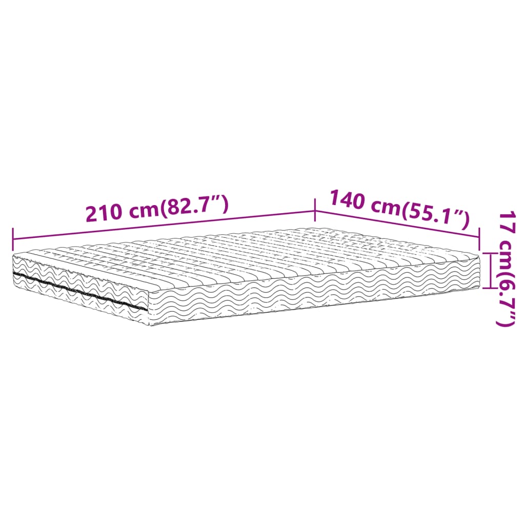 Matelas mousse blanc 140x210 cm dureté H2 H3