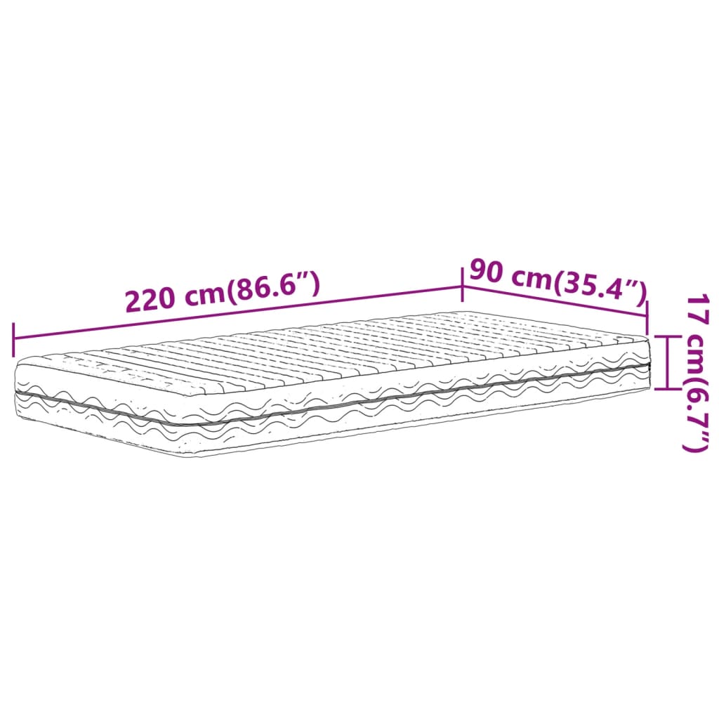 Matelas mousse blanc 90x220 cm dureté H2 H3