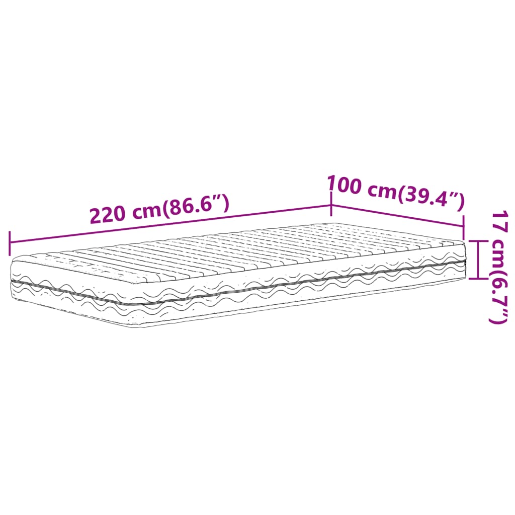 Matelas mousse blanc 100x220 cm dureté H2 H3