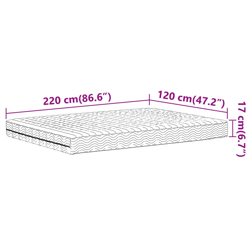 Matelas mousse blanc 120x220 cm dureté H2 H3