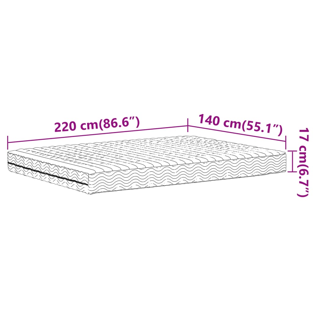 Matelas mousse blanc 140x220 cm dureté H2 H3