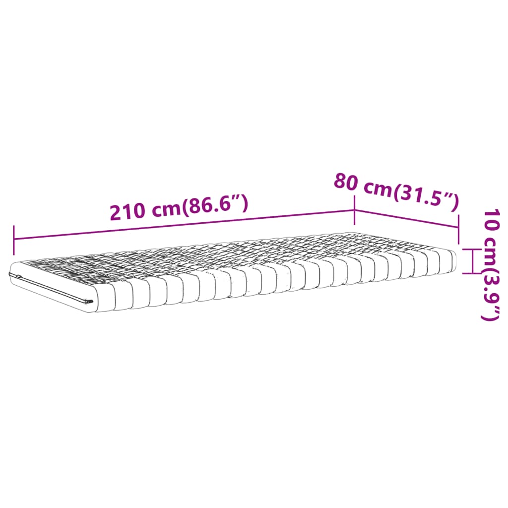 Matelas mousse blanc 80x210 cm 7 zones dureté 20 ILD