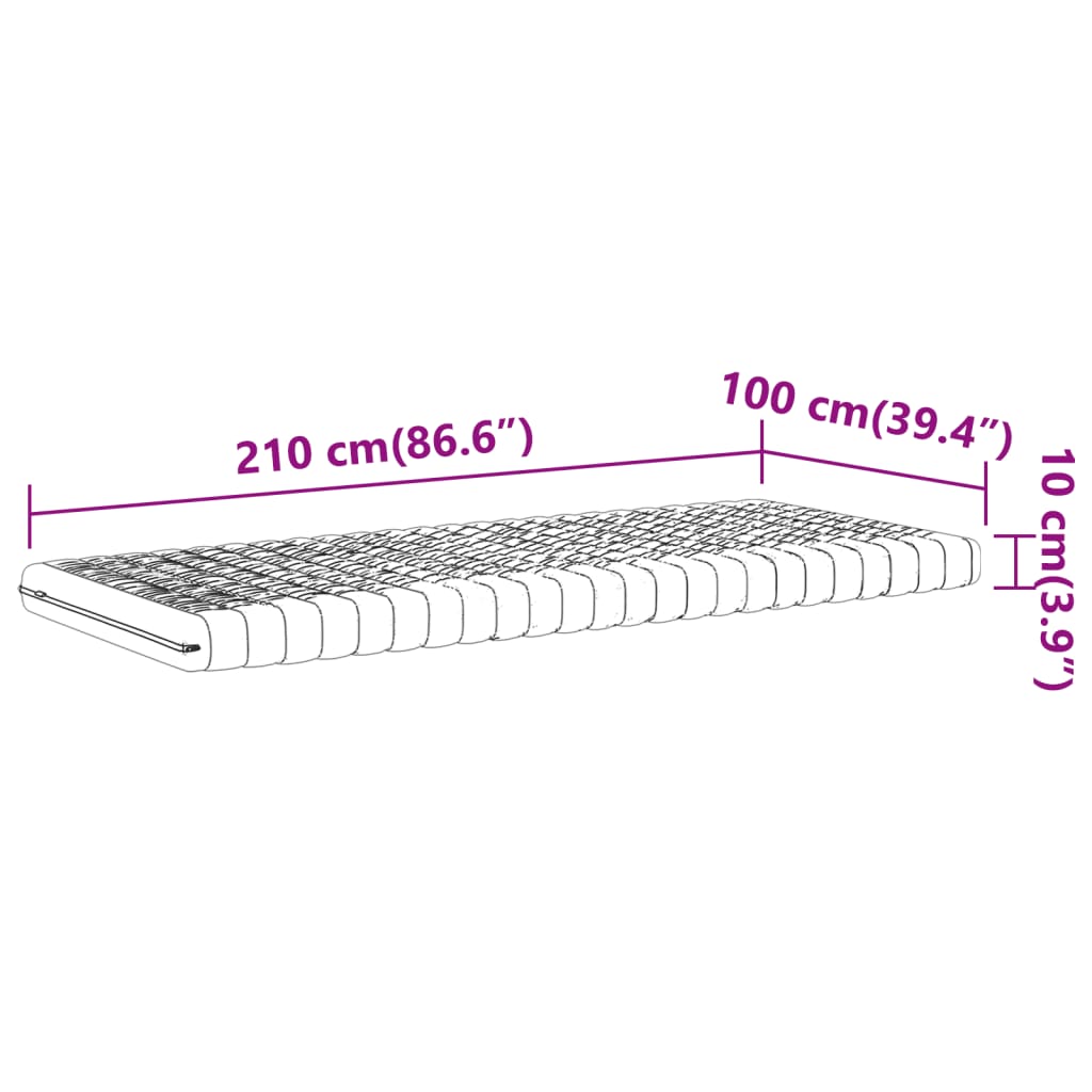 Matelas mousse blanc 100x210 cm 7 zones dureté 20 ILD