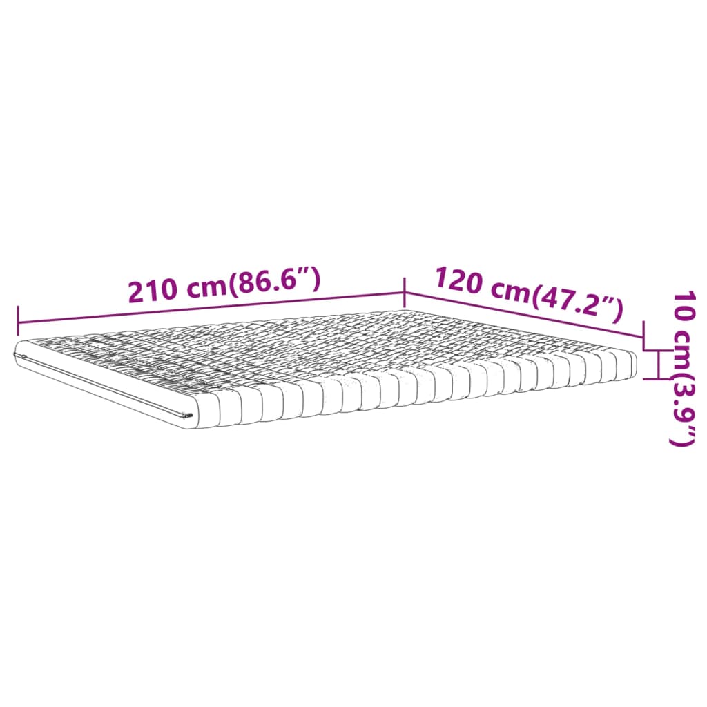 Matelas mousse blanc 120x210 cm 7 zones dureté 20 ILD