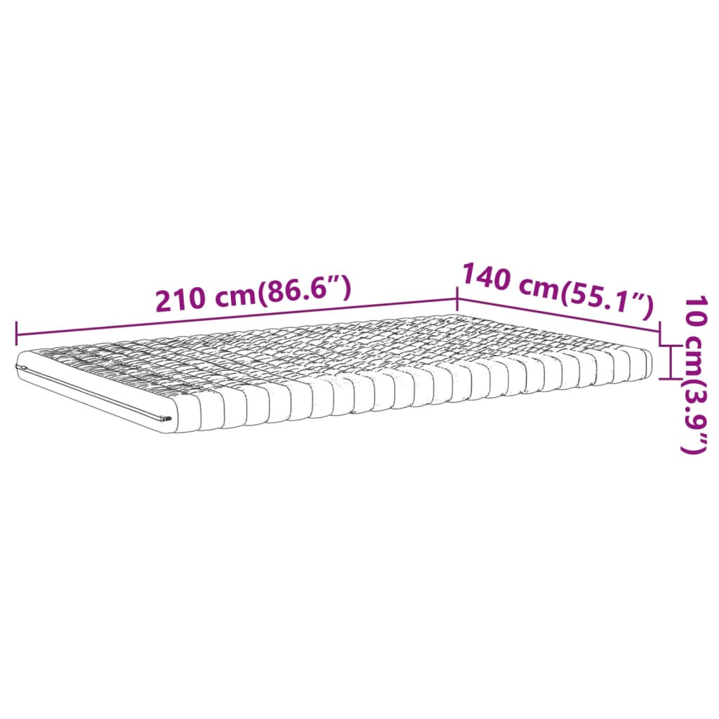 Matelas mousse blanc 140x210 cm 7 zones dureté 20 ILD