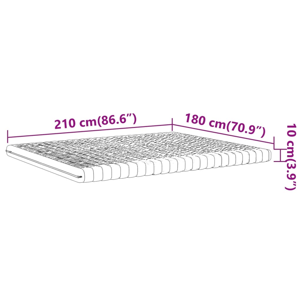 Matelas mousse blanc 180x210 cm 7 zones dureté 20 ILD