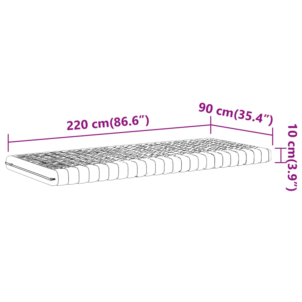 Matelas mousse blanc 90x220 cm 7 zones dureté 20 ILD