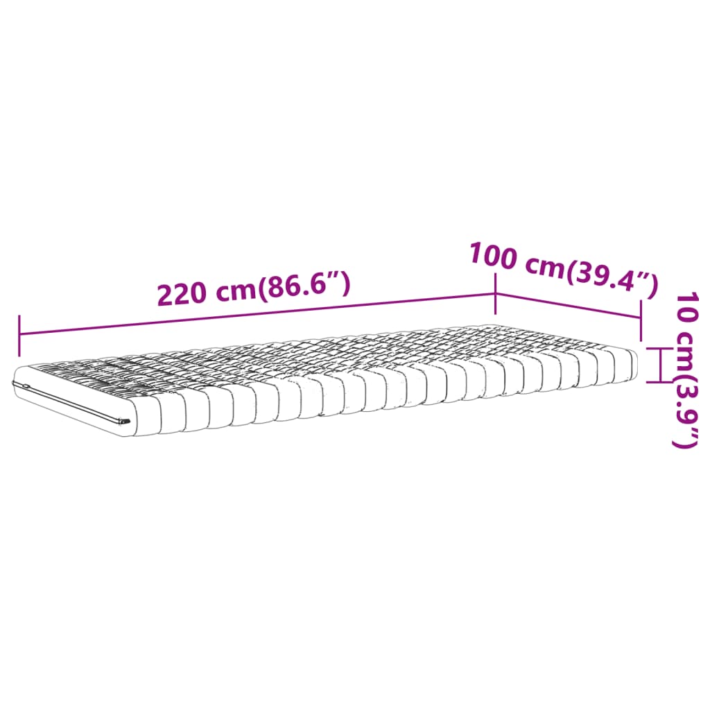 Matelas mousse blanc 100x220 cm 7 zones dureté 20 ILD