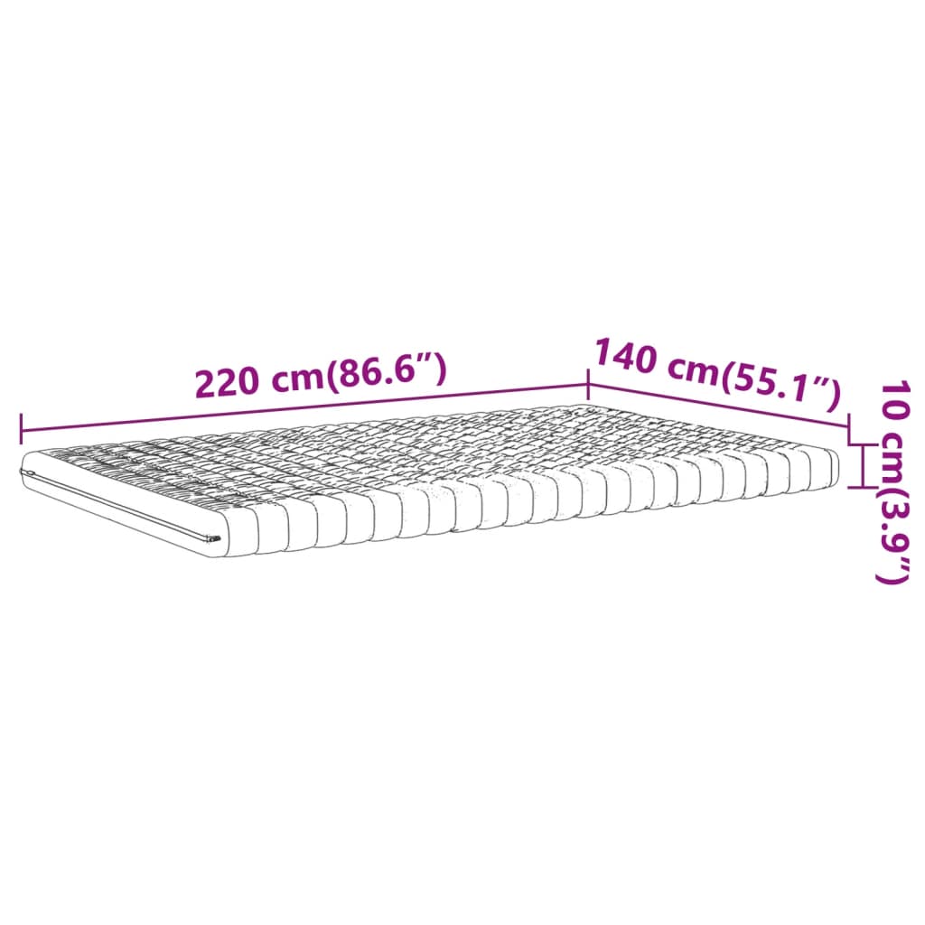 Matelas mousse blanc 140x220 cm 7 zones dureté 20 ILD