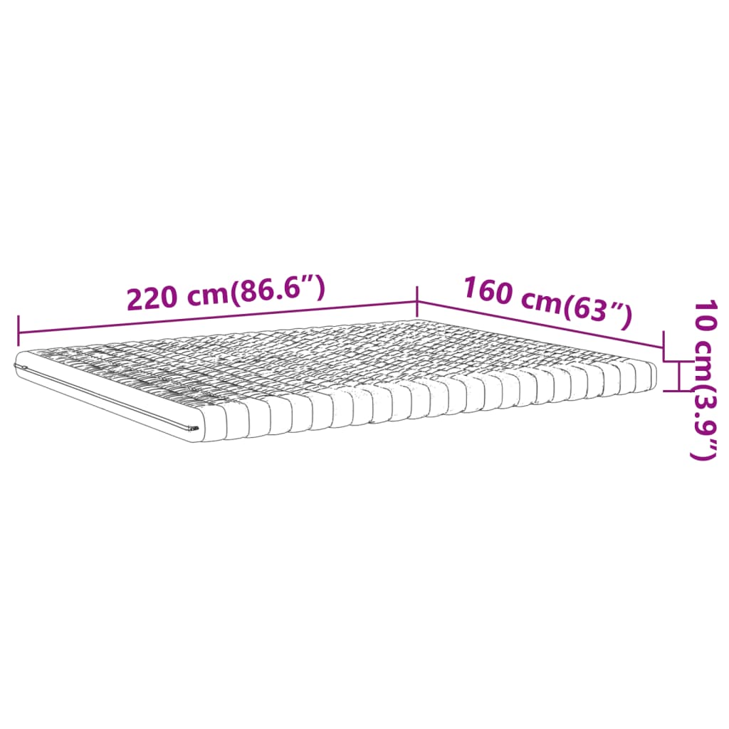 Matelas mousse blanc 160x220 cm 7 zones dureté 20 ILD