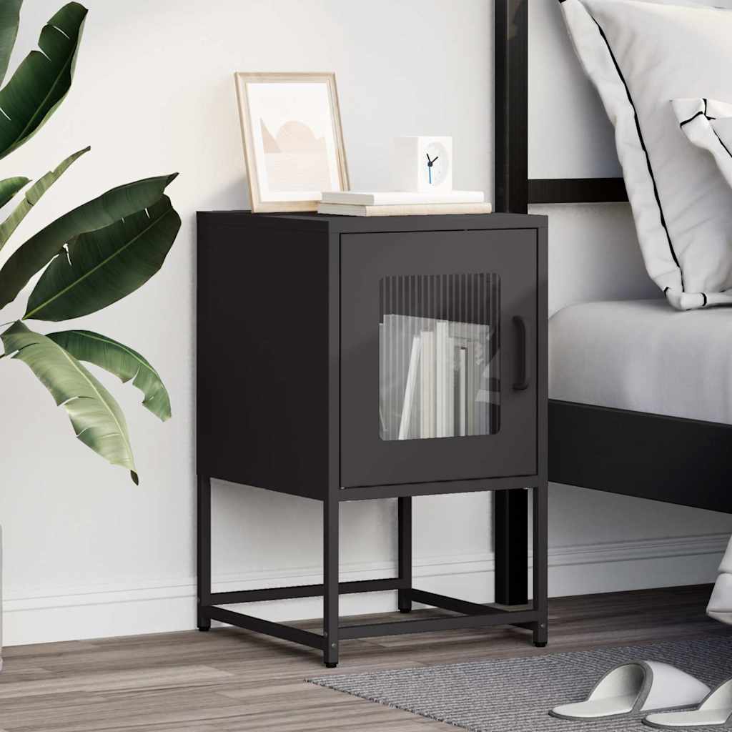 Bedside table black 36x39x60.5 cm cold-rolled steel