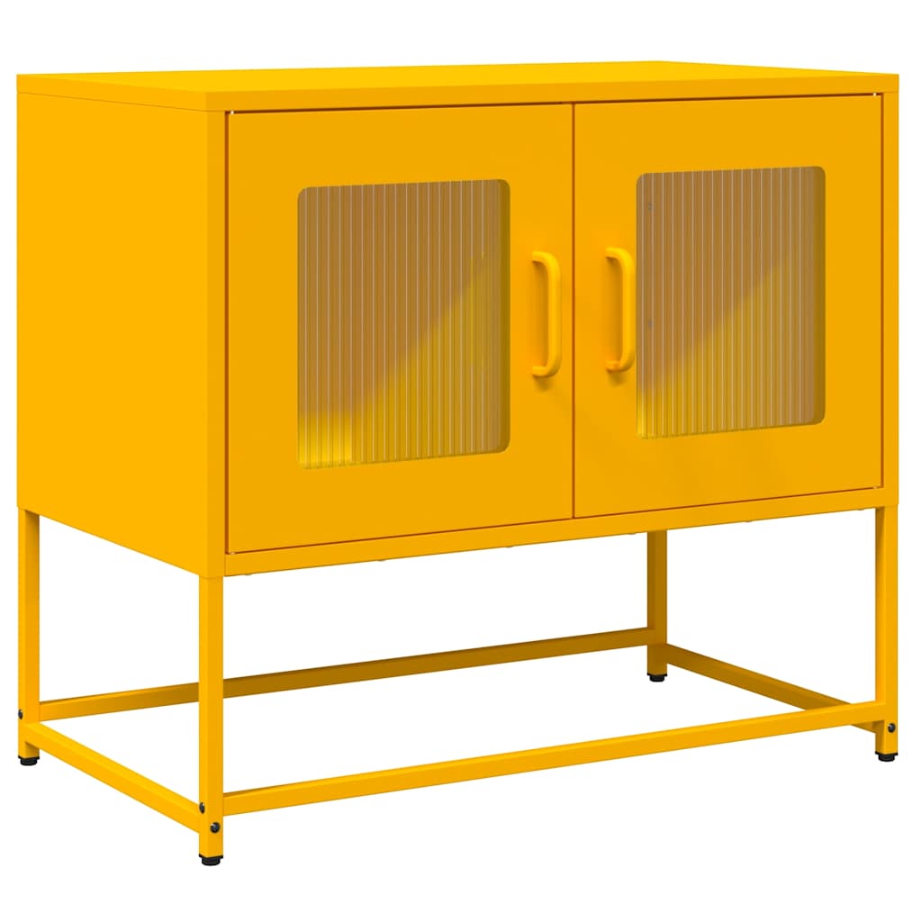 Meuble TV jaune moutarde 68x39x60,5 cm en acier laminé à froid
